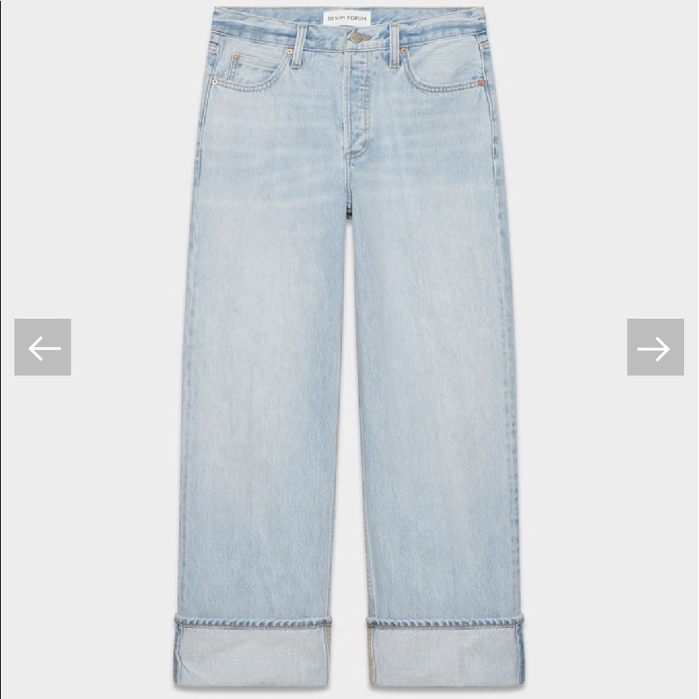 Denim Forum Light Wash Wide Leg Jeans